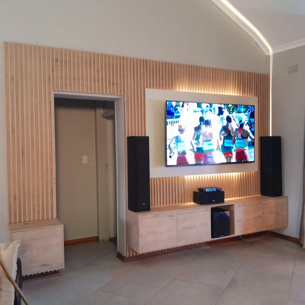 Custom floating furniture installation 18